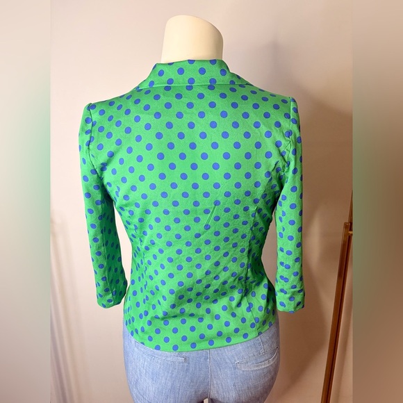Monteau Green and Blue Blazer with Polka Dot Design - Picture 6 of 10
